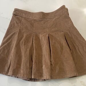 Vintage 90s tan Corduroy Women's pleated  mini Skirt 27